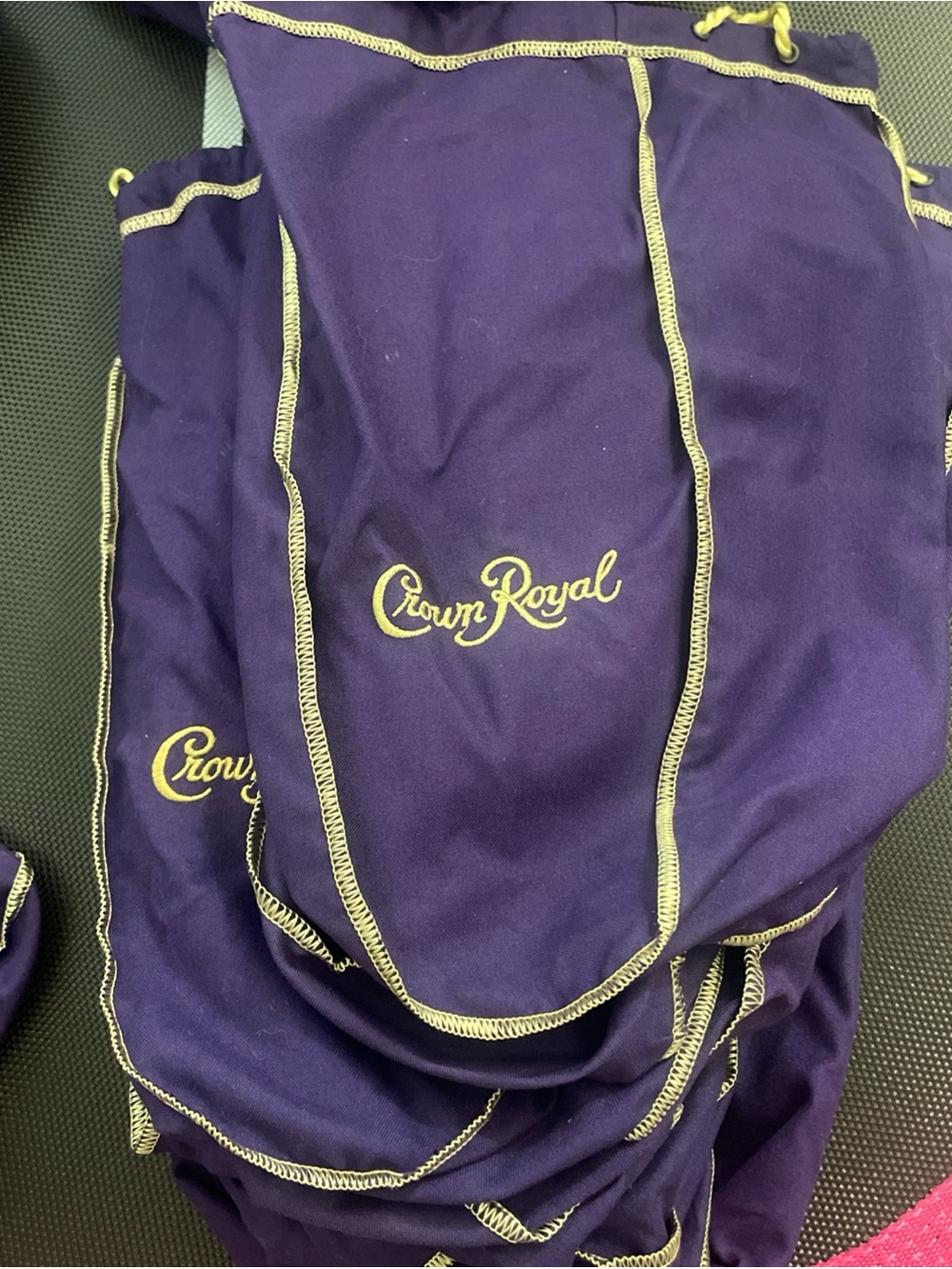 Crown Royal Purple Velvet Drawstring Bag - Gold Trim Set of 12 bags
